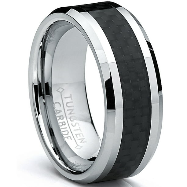 10mm Men Ladies Tungsten Carbide Cognac Plating Carbon Fiber Wedding Band Ring